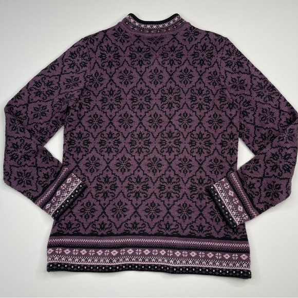 Fairisle Sweater Full Zip Cardigan Purple Wool Vintage Gorp Boho Winter Alpine - Picture 7 of 15